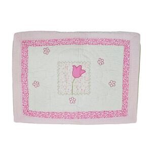 POTTERY BARN KIDS “JENNIFER” QUILTED STANDARD SHAM – FLORAL TULIP DESIGN – PINK
